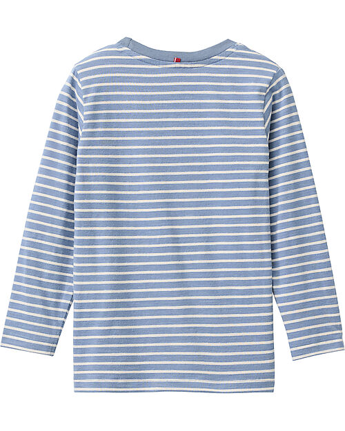 People Wear Organic Let's Go Wild Long Sleeve Shirt - Blue and White Stripes - GOTS Cotton Shirts And Blouses