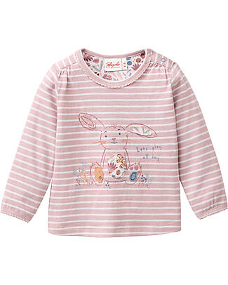 People Wear Organic Let's Play Long Sleeve Shirt - Pink and White Stripes - GOTS Cotton Long Sleeves Tops