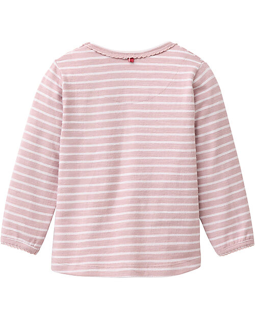 People Wear Organic Let's Play Long Sleeve Shirt - Pink and White Stripes - GOTS Cotton Long Sleeves Tops