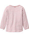 People Wear Organic Let's Play Long Sleeve Shirt - Pink and White Stripes - GOTS Cotton Long Sleeves Tops
