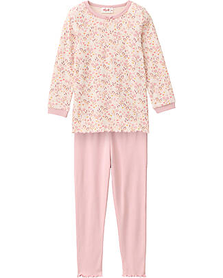 People Wear Organic Long Floral Pajamas - Pink - Cotton GOTS Pyjamas