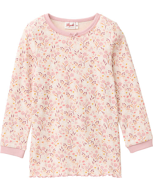 People Wear Organic Long Floral Pajamas - Pink - Cotton GOTS Pyjamas