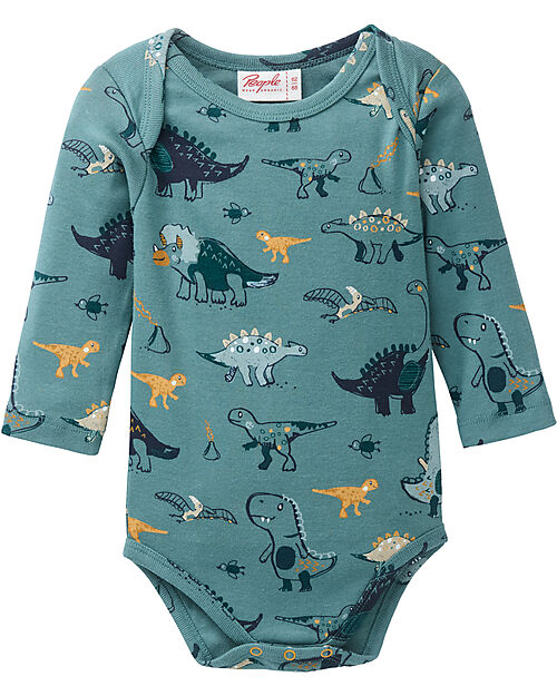 People Wear Organic Long Sleeve Body - Dinosaur Print - 100% Cotton - GOTS Certification Long Sleeves Bodies