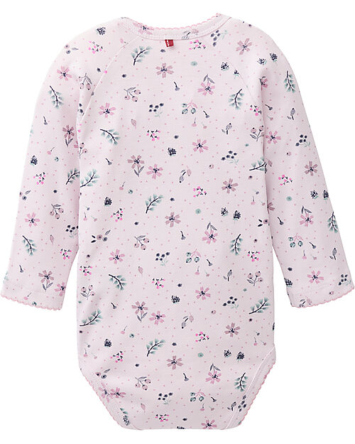 People Wear Organic Long Sleeve Body with Front Opening - Floral Print - 100% Cotton - GOTS Certification Long Sleeves Bodies