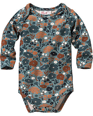 People Wear Organic Long Sleeve Bodysuit - Autumnal Meadow Eucalyptus - Organic Cotton GOTS Long Sleeves Bodies