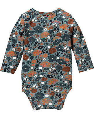 People Wear Organic Long Sleeve Bodysuit - Autumnal Meadow Eucalyptus - Organic Cotton GOTS Long Sleeves Bodies