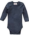 People Wear Organic Long Sleeve Bodysuit - Dark Blue - Organic Wool and Silk GOTS Long Sleeves Bodies