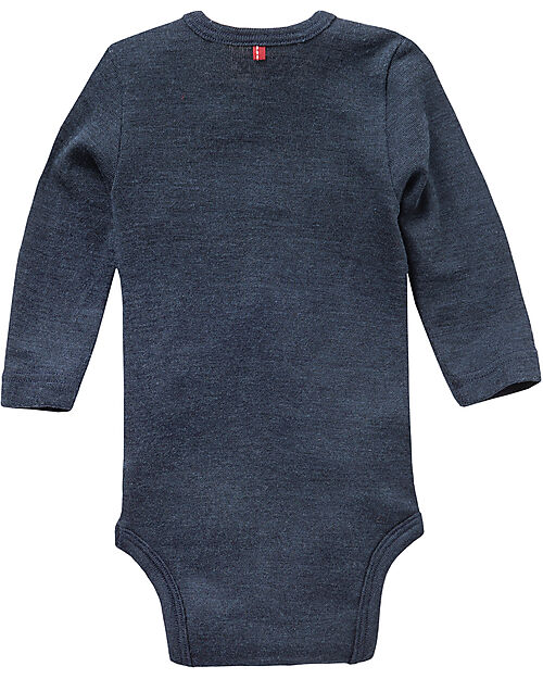 People Wear Organic Long Sleeve Bodysuit - Dark Blue - Organic Wool and Silk GOTS Long Sleeves Bodies