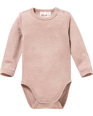 People Wear Organic Long Sleeve Bodysuit - Rosé - Organic Wool and Silk GOTS Long Sleeves Bodies