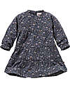 People Wear Organic Long Sleeve Dress - Slate Grey Leaves - Organic Cotton GOTS Dresses_