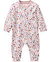 People Wear Organic Long Sleeve Romper with Zip - Pink Flower Pattern - Cotton GOTS Babygrows