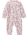 People Wear Organic Long Sleeve Romper with Zip - Pink Flower Pattern - Cotton GOTS Babygrows