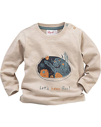 People Wear Organic Long Sleeve Shirt - Cave Monster Taupe - Organic Cotton GOTS Long Sleeves Tops