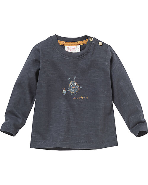 People Wear Organic Long Sleeve Shirt - Dark Blue Monster Family - Organic Cotton GOTS Long Sleeves Tops