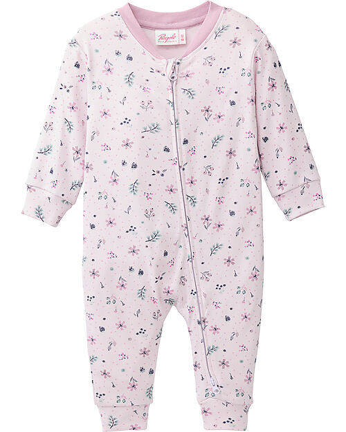 People Wear Organic Long Sleeve with Front Opening - Floral Print - 100% Cotton - GOTS Certification Babygrows