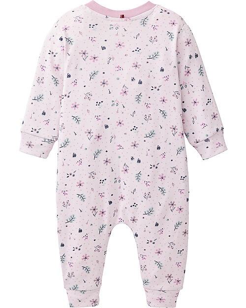 People Wear Organic Long Sleeve with Front Opening - Floral Print - 100% Cotton - GOTS Certification Babygrows