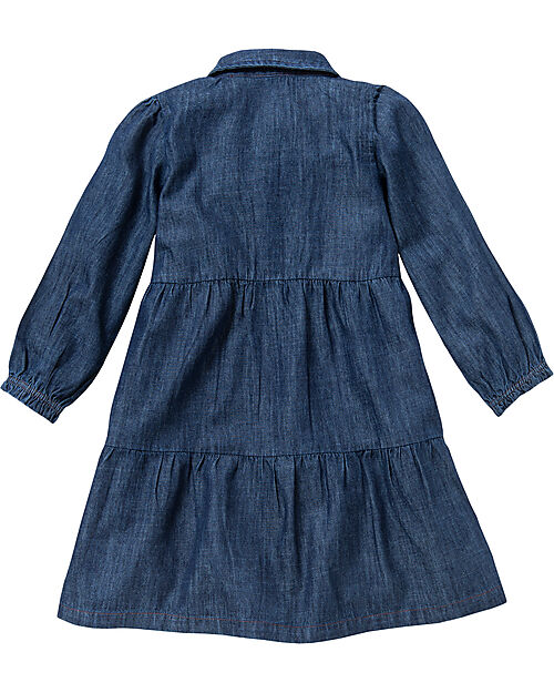People Wear Organic Long-Sleeved Dress - Melange Blue - Organic Cotton Denim GOTS Dresses_
