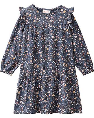 People Wear Organic Long Sleeved Flower Dress - Blue - Organic Cotton Dresses_