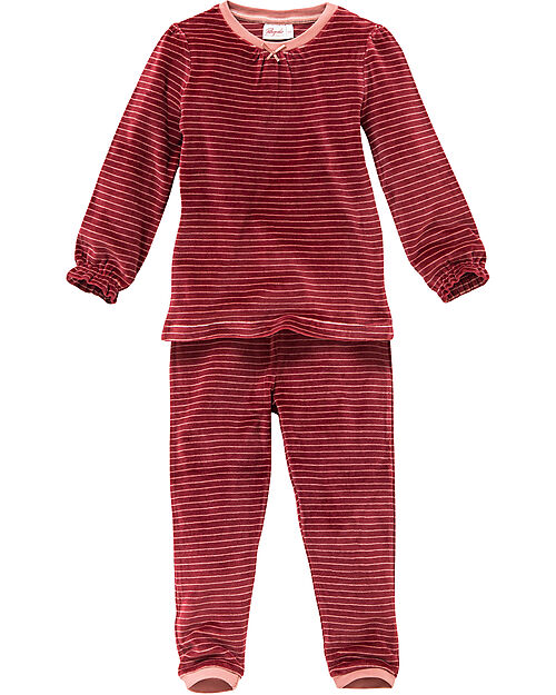 People Wear Organic Long-Sleeved Pajamas - Dark Red Lines - GOTS Organic Cotton - Soft and Warm Pyjamas