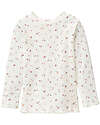 People Wear Organic Long-sleeved sweater with flowers - cream - ruffle edges - cotton GOTS Shirts And Blouses