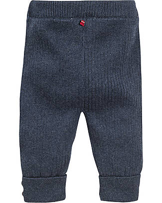 People Wear Organic Long Trousers - Dark Blue Melange - Ribbed Knit in Organic Cotton GOTS Trousers