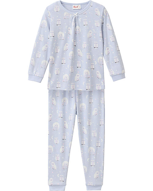 People Wear Organic Owls Long Pajamas - Indigo - GOTS Cotton Pyjamas