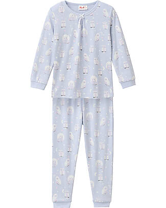 People Wear Organic Owls Long Pajamas - Indigo - GOTS Cotton Pyjamas