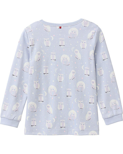 People Wear Organic Owls Long Pajamas - Indigo - GOTS Cotton Pyjamas