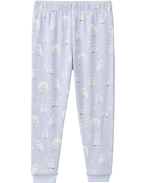 People Wear Organic Owls Long Pajamas - Indigo - GOTS Cotton Pyjamas