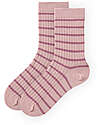 People Wear Organic Pack of 2 Ribbed Socks - Blue and Pink Stripes - GOTS Certification Socks