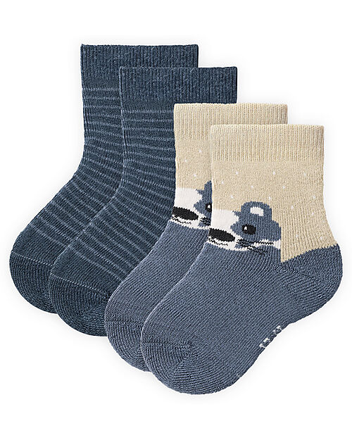 People Wear Organic Pack of 2 Socks - Blue - GOTS Certification Socks