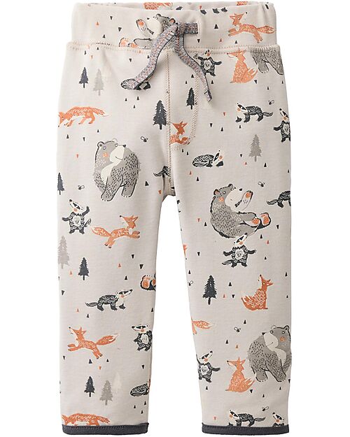 People Wear Organic Reversible Pants - Forest Animals and Small Triangles - 100% Organic Cotton - GOTS Certification Trousers