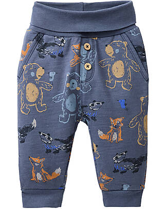 People Wear Organic Reversible Waist Animal Trousers - Blue - Cotton GOTS Trousers