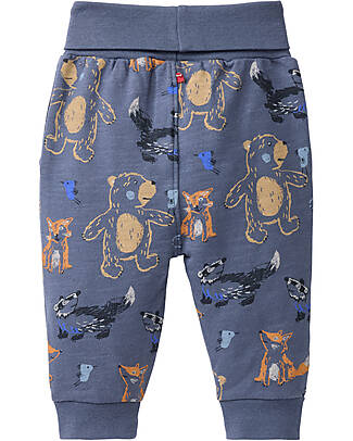 People Wear Organic Reversible Waist Animal Trousers - Blue - Cotton GOTS Trousers