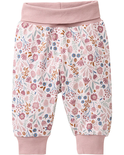 People Wear Organic Reversible waist floral trousers - pink - GOTS cotton Trousers
