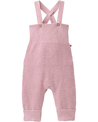 People Wear Organic Ribbed Bib Shorts with Buttons - Pink - Cotton GOTS Dungarees