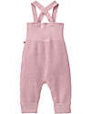 People Wear Organic Ribbed Bib Shorts with Buttons - Pink - Cotton GOTS Dungarees