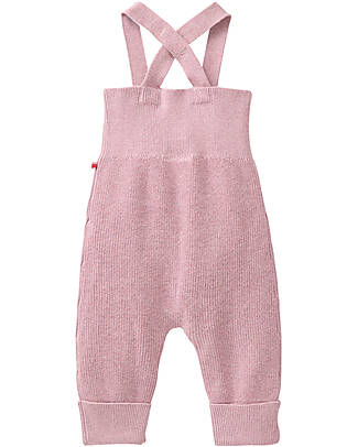 People Wear Organic Ribbed Bib Shorts with Buttons - Pink - Cotton GOTS Dungarees