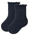 People Wear Organic Set of 2 Sponge Socks - Solid Dark Blue and Dark Blue Stripes - Cotton - GOTS Certification Socks