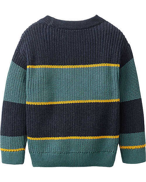 People Wear Organic Striped Knit Sweater - Black and Green - 100% Organic Cotton - GOTS Certified Jumpers