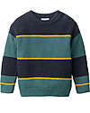 People Wear Organic Striped Knit Sweater - Black and Green - 100% Organic Cotton - GOTS Certified Jumpers