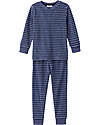 People Wear Organic Striped Long Pajamas - Blue - GOTS Certification Pyjamas