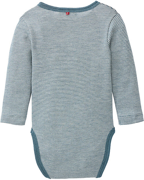 People Wear Organic Striped Long Sleeve Body - Green - Organic Wool and Silk - GOTS Certified Long Sleeves Bodies