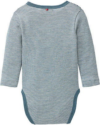 People Wear Organic Striped Long Sleeve Body - Green - Organic Wool and Silk - GOTS Certified Long Sleeves Bodies