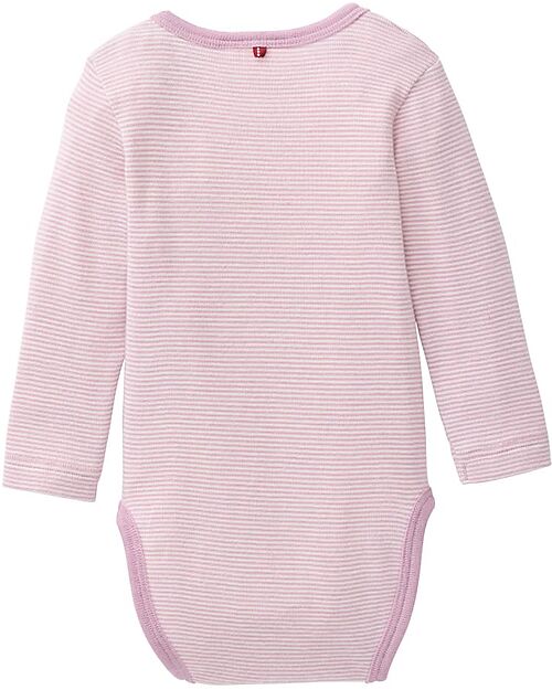 People Wear Organic Striped Long Sleeve Body - Lilac - Organic Wool and Silk - GOTS Certified Long Sleeves Bodies