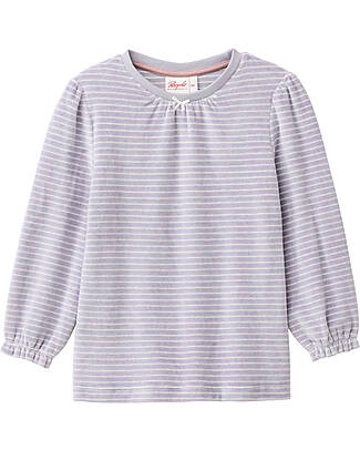 People Wear Organic Striped Pyjamas with Cuffs - White and Grey - GOTS Cotton Pyjamas