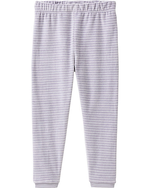 People Wear Organic Striped Pyjamas with Cuffs - White and Grey - GOTS Cotton Pyjamas