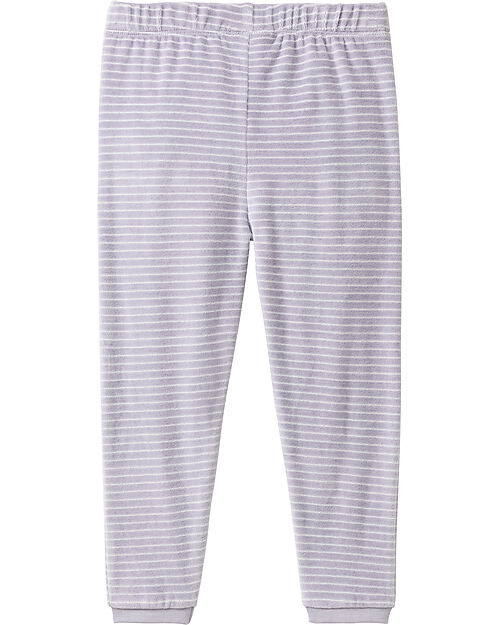 People Wear Organic Striped Pyjamas with Cuffs - White and Grey - GOTS Cotton Pyjamas