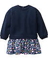 People Wear Organic Sweat Dress Autumn Flowers - Dark Blue - 100% Organic Cotton - GOTS Certified Dresses_