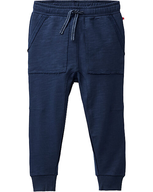 People Wear Organic Sweatpants Front Pockets - Blue - Cotton GOTS Trousers